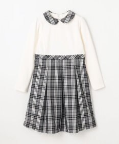 組曲 KIDS 【150-160㎝】チェックタフタドッキング ワンピース
