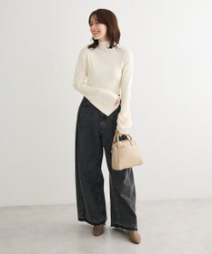 Green Parks ・ｓｗｉｎｇ　ｂｙ　袖パールボタンフレアリブニット