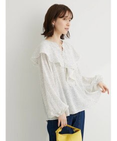 Green Parks 柄アソートラッフル衿ブラウス