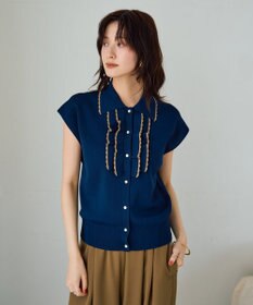 YECCA VECCA 配色フリルカーディガン