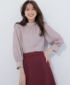 ANY SIS 【洗える】フェイクパールストライプ ブラウス