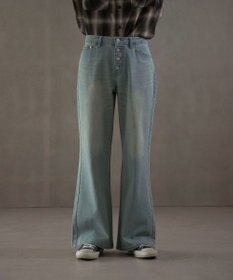 WEGO ボタンフライローライズフレアデニム