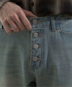 WEGO ボタンフライローライズフレアデニム