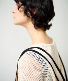 GRACE CONTINENTAL メッシュラインニットフーディ