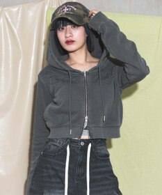 WEGO グラフィックダメージWジップパーカー