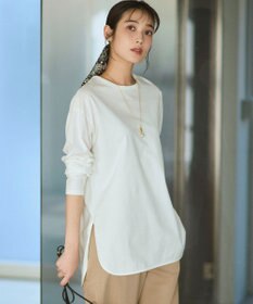 23区 【大好評素材/洗える】コットンベアジャージー ロング Tシャツ ホワイト系