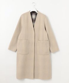 自由区 【リバーシブル】ウールリバー ノーカラーロングコート