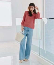 Tiaclasse 【洗える】メッシュ編みスリーブカーディガン