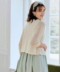 Tiaclasse 【洗える】メッシュ編みスリーブカーディガン