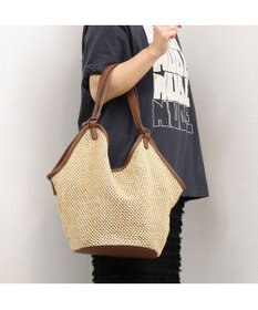 UNBILLION カシュカシュ cachecache / フェイクレザーショルダーバッグ付雑材風トート