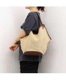 UNBILLION カシュカシュ cachecache / フェイクレザーショルダーバッグ付雑材風トート