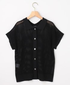 組曲 L 【先行予約・WEB限定・前後着用可】メッシュニット 襟付き半袖カーディガン