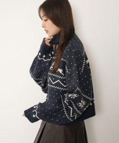 WEGO ノルディック柄ハーフジップニット