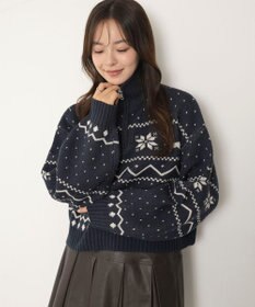 WEGO ノルディック柄ハーフジップニット