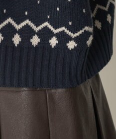 WEGO ノルディック柄ハーフジップニット