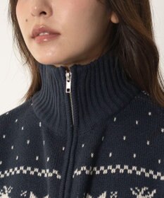 WEGO ノルディック柄ハーフジップニット