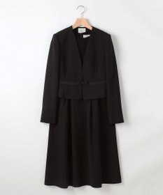 組曲 NOIR 【洗える】ウォッシャブルストレッチバックサテン ジャケット＋ワンピース