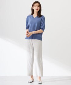 J.PRESS LADIES L 【洗える】COTTON LINEN Vネック ニット