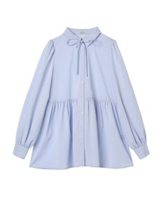 earth music&ecology リボン付き切り替えギャザーシャツチュニック