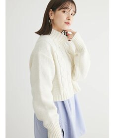 Green Parks ショート丈ケーブルニットプルオーバー