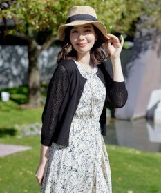 Tiaclasse 【洗える】メッシュ編みスリーブカーディガン