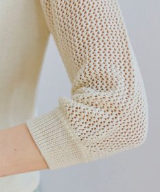 Tiaclasse 【洗える】メッシュ編みスリーブカーディガン