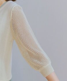 Tiaclasse 【洗える】メッシュ編みスリーブカーディガン