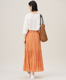 自由区 L 【接触冷感・UVカット・洗える】ストライプコットンハイゲージフォルムスリーブ カットソー