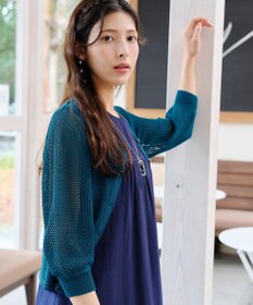Tiaclasse 【洗える】メッシュ編みスリーブカーディガン