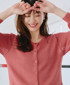 Tiaclasse 【洗える】メッシュ編みスリーブカーディガン