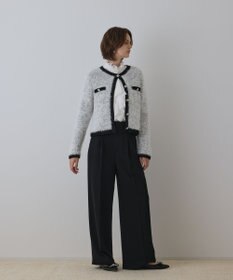 GRACE CONTINENTAL ノーカラーフェザーニットカーディガン