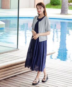 Tiaclasse  【洗える】ハーフスリーブサマーニットカーディガン