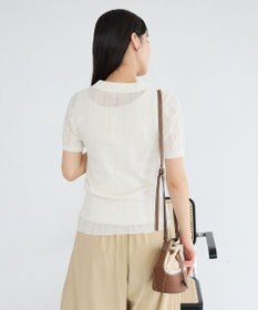 CRAFT STANDARD BOUTIQUE レースニット衿付き半袖カーディガン