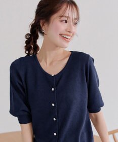 Tiaclasse  【洗える】ハーフスリーブサマーニットカーディガン