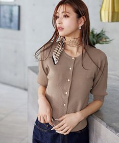 Tiaclasse  【洗える】ハーフスリーブサマーニットカーディガン