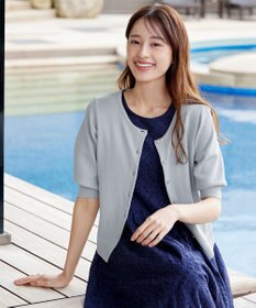 Tiaclasse  【洗える】ハーフスリーブサマーニットカーディガン