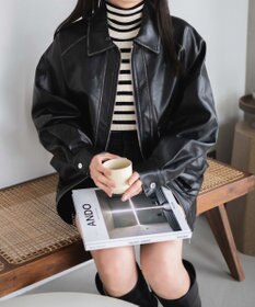 WEGO エイジドFレザーブルゾン