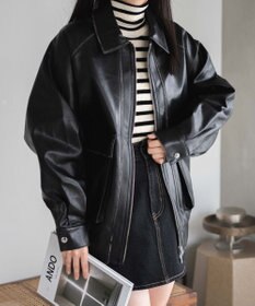 WEGO エイジドFレザーブルゾン