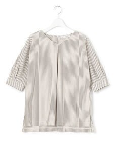 23区 【洗える】タックディテールプルオーバー ストライプ カットソー