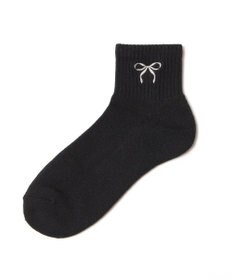 WEGO リボン刺繍アンクルパイルソックス