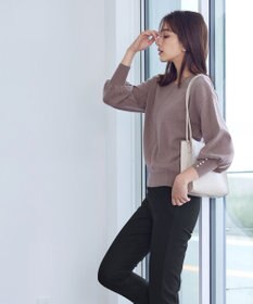 Tiaclasse 【洗える】2WAYパール釦ニットトップス