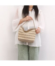 UNBILLION カシュカシュ cachecache / ボーダーコンビ編みワンハンドル2wayミニトート