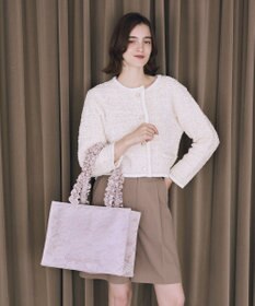 Maison de FLEUR レースフリルハンドルスクエアトートバッグ