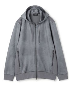 JOSEPH HOMME 新素材【ストレッチ/光沢感】レザーライクジャージーコンビ　フーディー