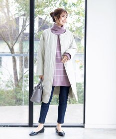 Tiaclasse L 【洗える】チェックジャガードニットチュニック