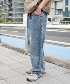 WEGO 【ユニセックス着用ITEM/SMLサイズ展開】ルーズテーパードデニムパンツ