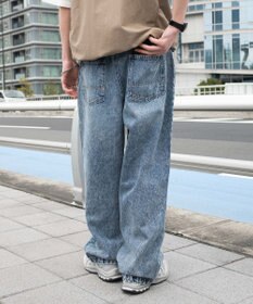 WEGO 【ユニセックス着用ITEM/SMLサイズ展開】ルーズテーパードデニムパンツ