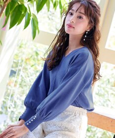 Tiaclasse 【洗える】2WAYパール釦ニットトップス