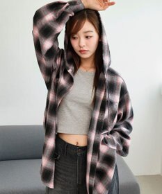 WEGO 【25年秋冬新作】チェックフードBIGネルシャツ