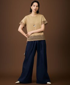 自由区 ナチュラルコットンハイゲージレースドッキング Tシャツ